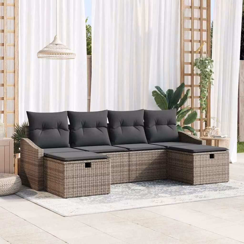 Maison Exclusive - Set da giardino con 6 pezzi, divano in rattan sintetico