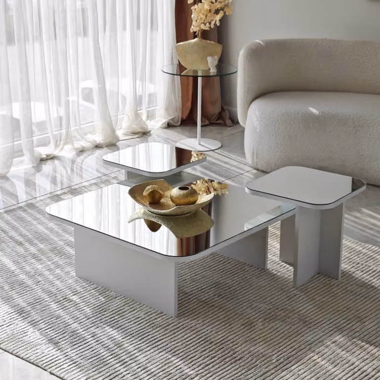 Skye Decor, Jazz - White, Set tavolino da salotto, 100 % PANNELLI DI PARTICELLE RIVESTITI IN MELAMMINA, Bianco, 80 x 80 x 30 cm