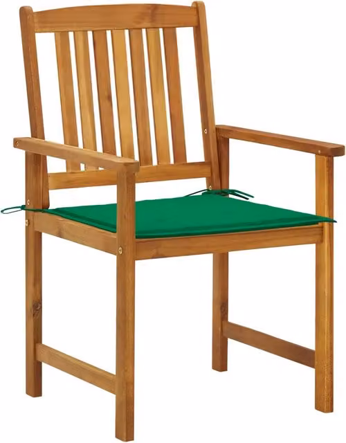 Set di 2 sedie da giardino con cuscini vidaXL in legno di acacia oliato marrone e verde con braccioli