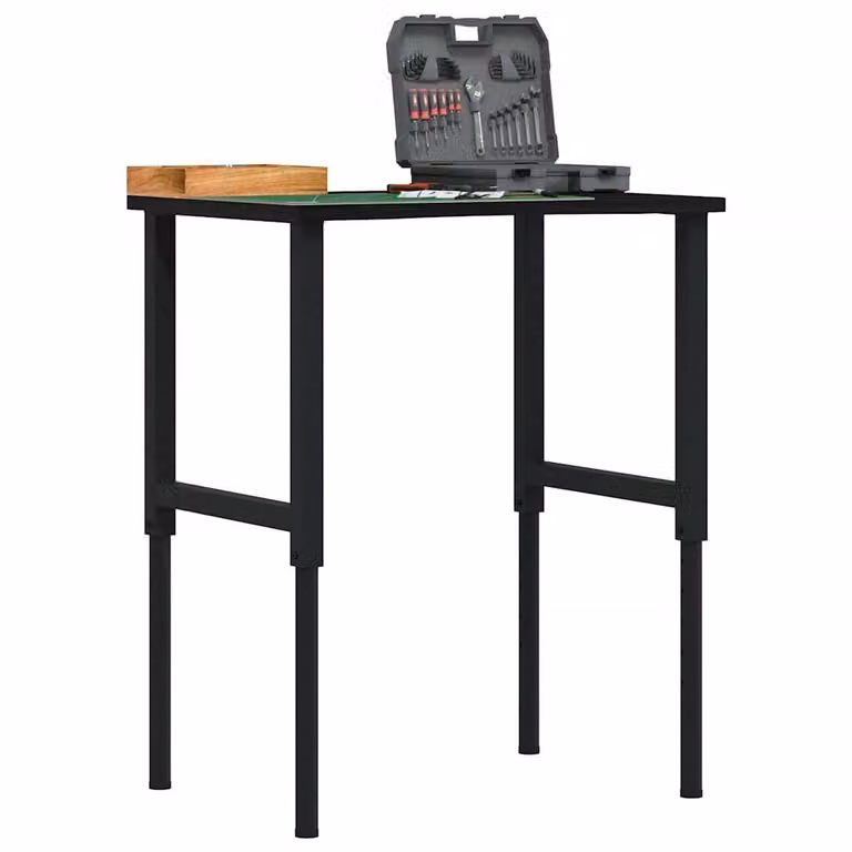 vidaXL Banco Lavoro Regolabile in Legno di Rovere e Metallo, Marrone e Nero, L: 80 cm, P: 60 cm, H: 71,5-98 cm