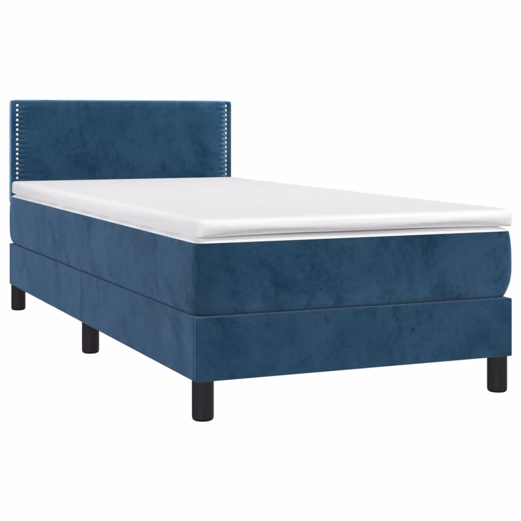 Giroletto a Molle con Materasso Blu Scuro 100x200 cm in Velluto