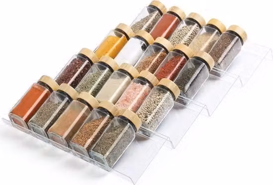 Organizzatore a 4 livelli per erbe - Lade per erbe in vetro acrilico - Insert per lade cucina espandibile