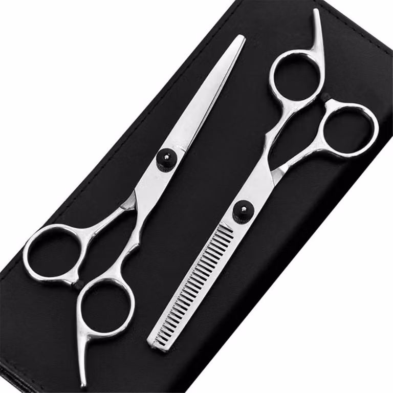 Set da 7 pollici con forbici per capelli destre, pettine, forbici professionali per parrucchieri e forbici di rifinitura in acciaio inossidabile