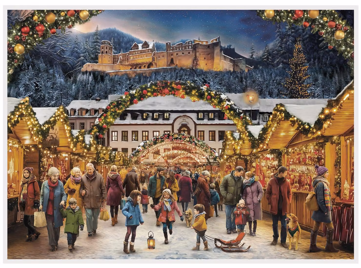 Calendario dell'Avvento di Heidelberg, con tema del castello: calendario dell'Avvento in carta