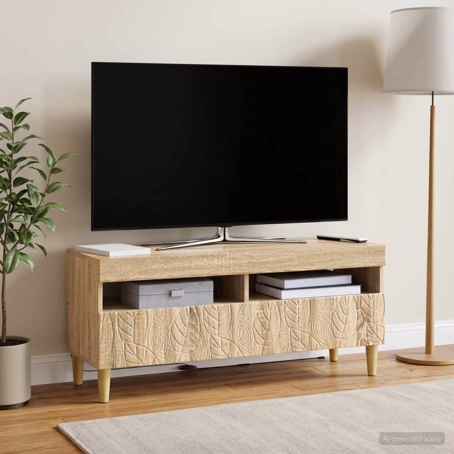 Mobile TV LED vidaXL in legno ingegnerizzato Rovere Sonoma, marrone, L: 100 cm, P: 35 cm, H: 43 cm