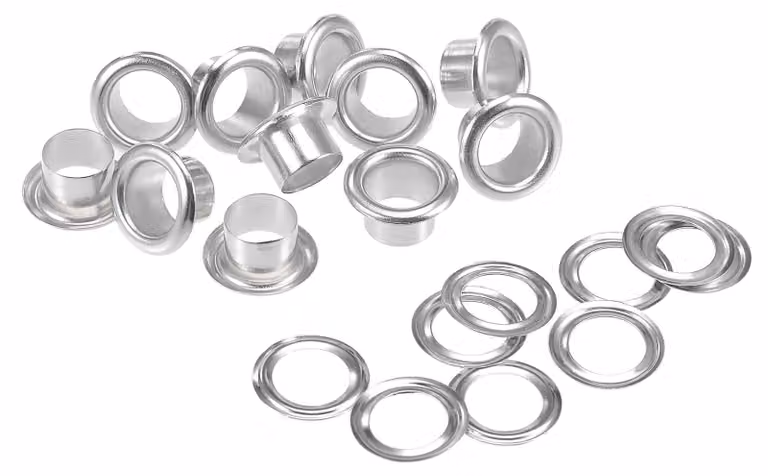 100 set di occhielli con rondelle, dimensioni 13,5 x 8 x 7 mm, in rame argentato
