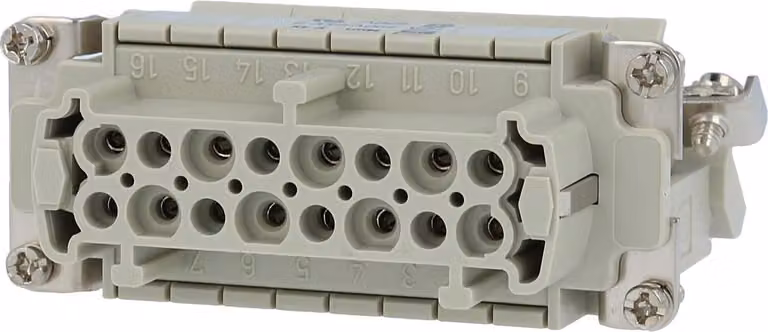 "Inserto presa distributore di collegamento Han 16E (F) connessione a vite "destra", 16 poli+PE 500V, 16A"