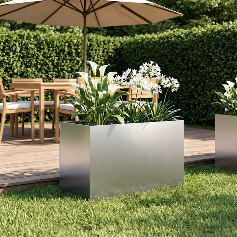 Vaso da giardino vidaXL in acciaio inox argento L 50 x P 40 x H 40 cm