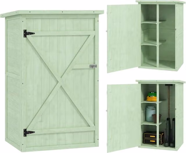Armadio da giardino Minimal in legno verde con scaffalatura L: 75 cm, P: 56 cm, H: 115 cm