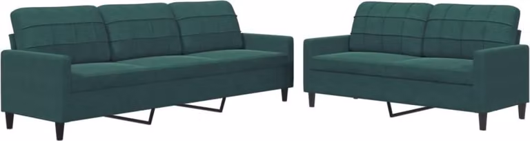 Set di Divani 2 pz con Cuscini Verde scuro in Velluto