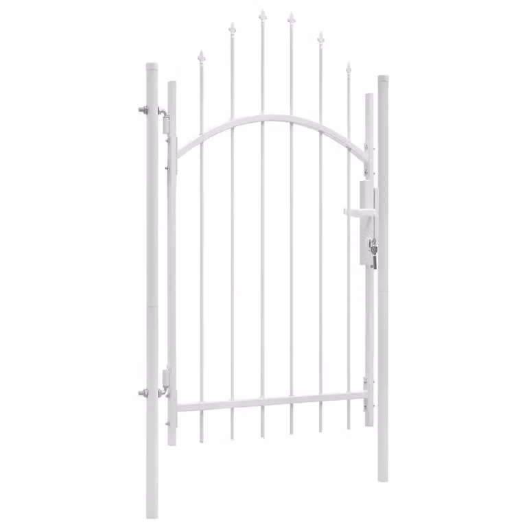 Cancello da giardino a battente vidaXL Woerden in acciaio, Bianco, L: 1 m, H: 2,45 m