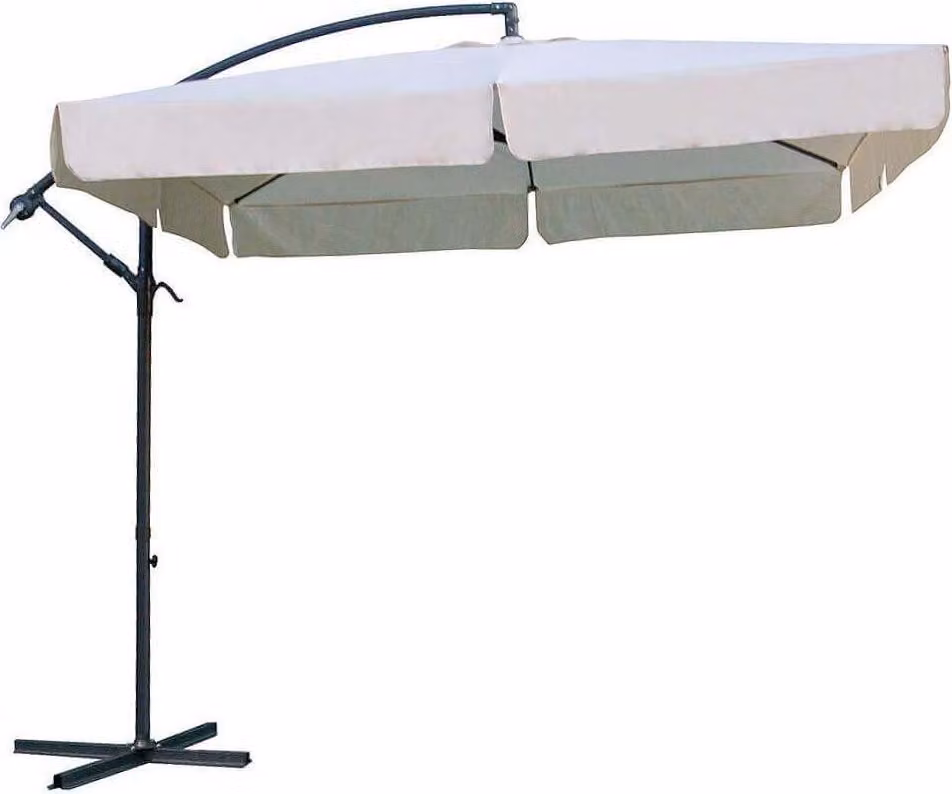 Milani Home - ombrellone da giardino 2,5 x 2,5 m palo laterale decentrato in acciaio, telo poliestere ecrù, per terrazzo, piscina, bar e ristorante