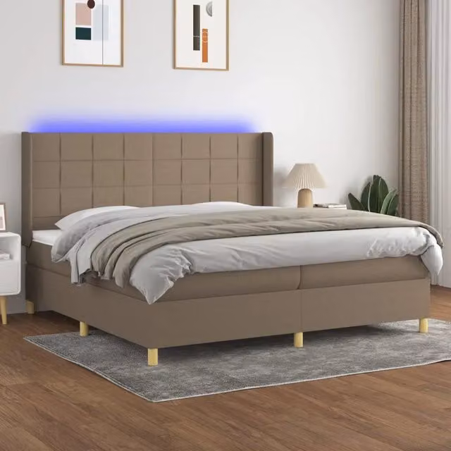 Letto Ibrido con Materasso a Molle Insacchettate vidaXL, Colore Beige, con Illuminazione LED e Porta USB, L/P: 200 x 200 cm – 1