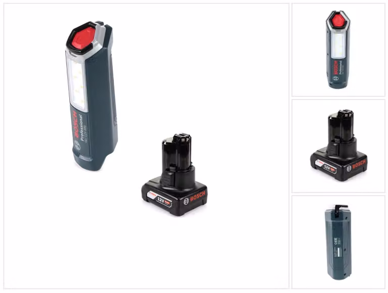 Bosch Professional GLI 12V-300 Lampada a batteria + 1x Batteria GBA 12 V 6,0 Ah - senza caricabatterie