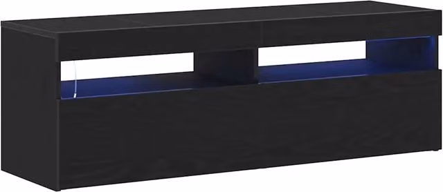 Mobile porta TV rettangolare moderno con illuminazione a LED 120 x 35 x 40 cm in legno composito di rovere nero 02_0051877