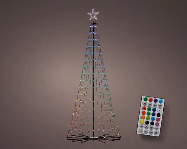 Albero da esterno con luci LED danzanti 3D multicolore IPERBRIKO H 180 cm x L 80 cm – 1