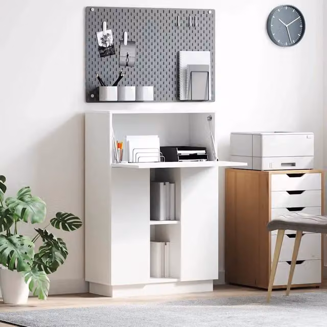Scrivania moderna vidaXL bianca in MDF laminato L: 71,5 cm, P: 31,5 cm, H: 106,5 cm