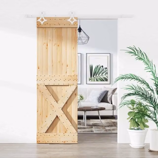Porta scorrevole moderna vidaXL in legno e acciaio, colori bianco e beige, H: 210 cm, L: 200 cm