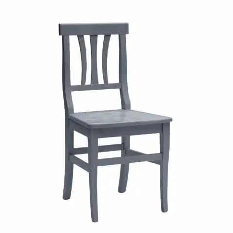 Set di 2 sedie classiche in legno di faggio grigio lacca con seduta in legno Mobili 2G L/P/H: 46 x 44 x 90 cm – 1
