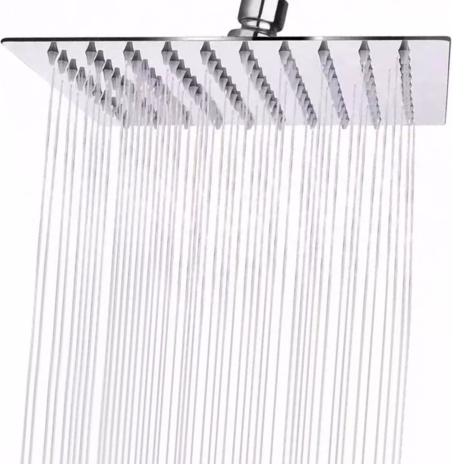 Soffione doccia a pioggia quadrato 20 cm - risparmio idrico a 360 gradi - acciaio inox 304 - autopulente - quadrato con curva a 90 gradi