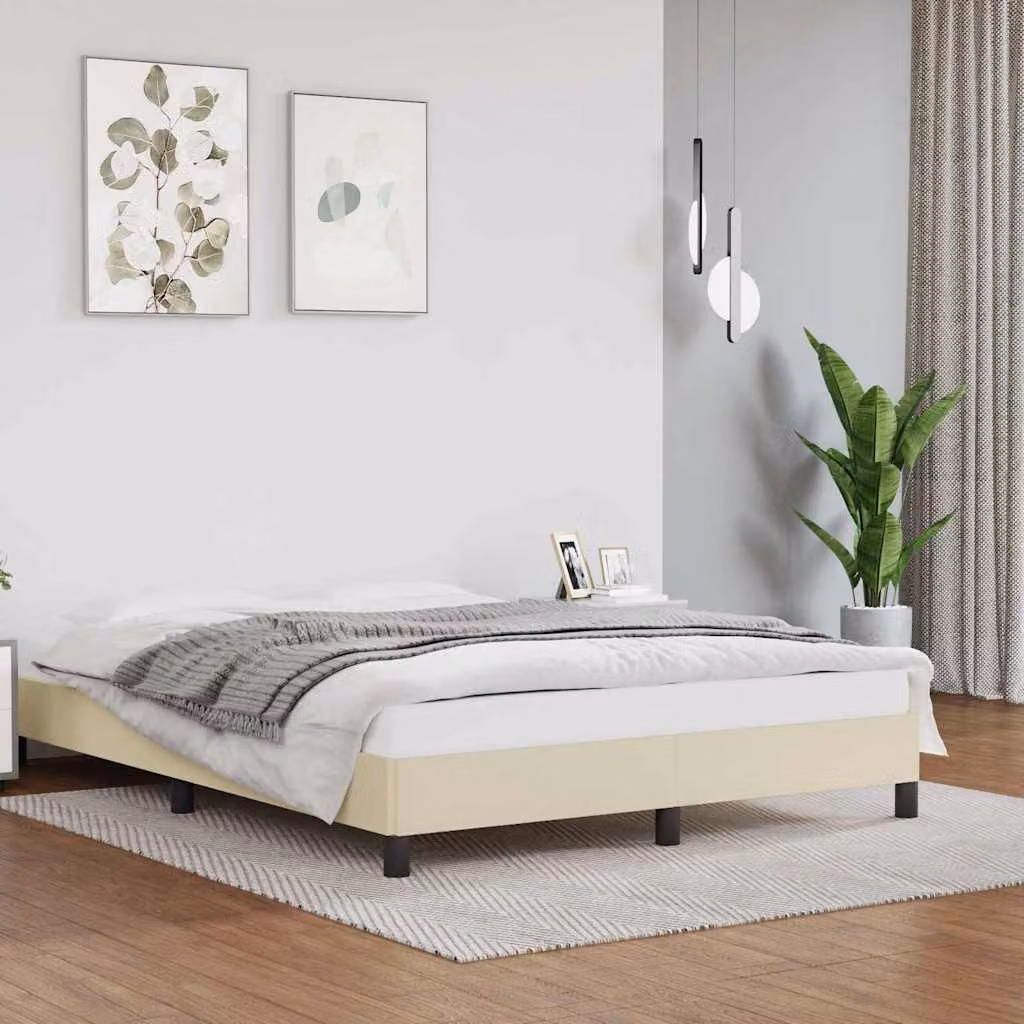 Giroletto vidaXL in similpelle beige con struttura in legno e doghe, L/P: 140 x 190 cm
