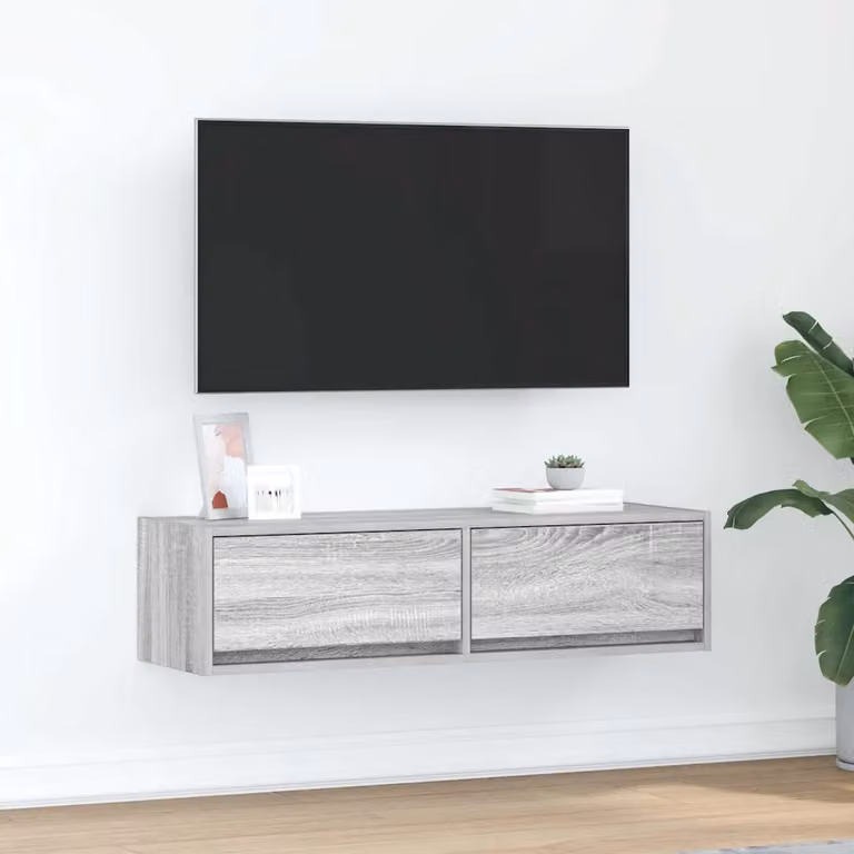 Mobile TV vidaXL moderno in legno ingegnerizzato Grigio, L 100 x P 31 x H 25,5 cm