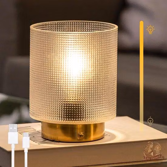 Lampada da tavolo Azomor senza fili, ricaricabile, in vetro, con funzione di regolazione dell'intensità luminosa per un'illuminazione d'atmosfera
