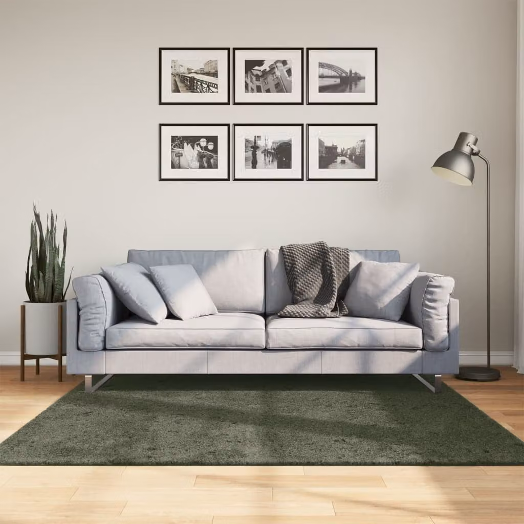 vidaXL Tappeto HUARTE Verde Bosco, Morbido e Lavabile, Antiscivolo, 160 x 160 cm