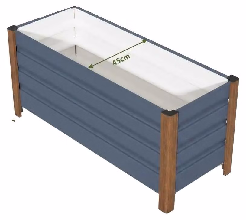 Vasca da giardino, realizzata in alluminio resistente, design sicuro, colore grigio, dimensioni 100x40x45 cm