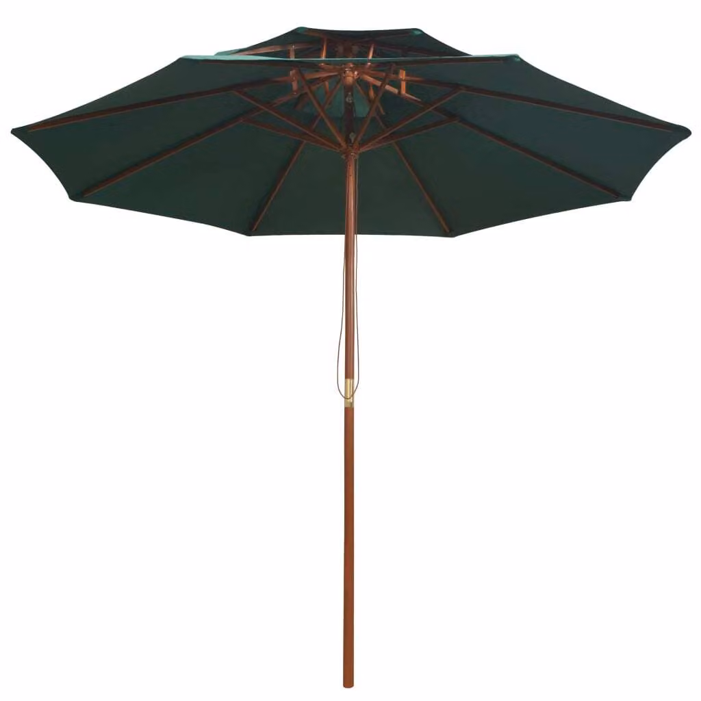 vidaXL Ombrellone con ventilazione 270x270 cm palo in legno verde
