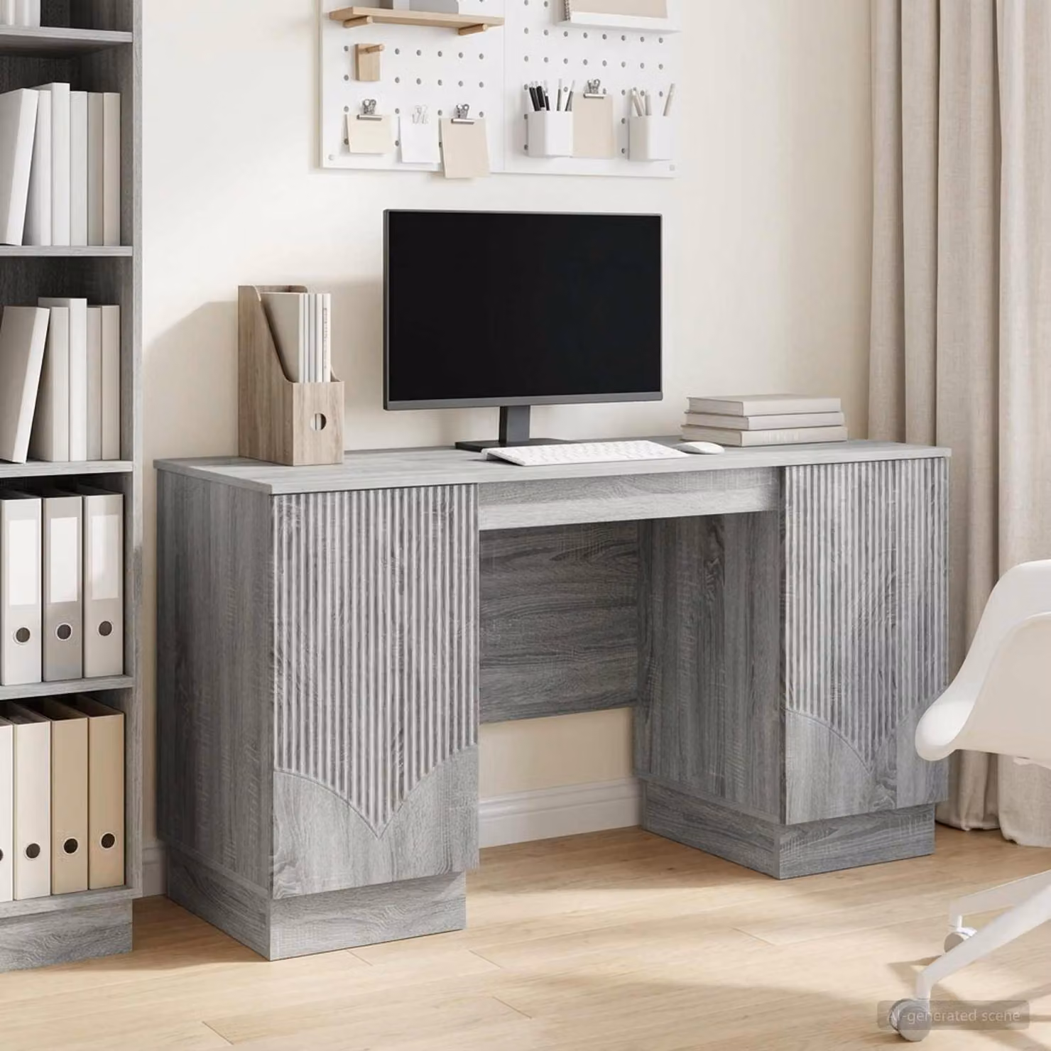 Maison Exclusive - Scrivania Sonoma grigio, dimensioni 142,5 x 50 x 75 cm, realizzata in legno composito