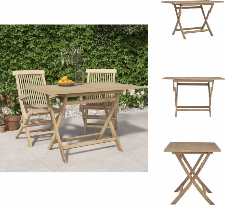 vidaXL Tavolo da giardino pieghevole grigio 120x70x75 cm in legno massiccio di teak - Tavoli da giardino