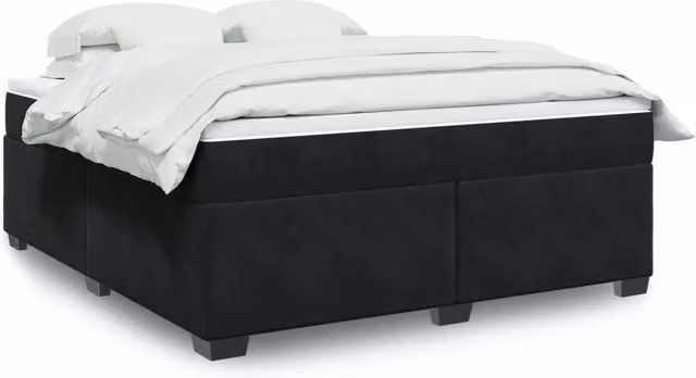 Letto con Giroletto a Molle e Materasso Ibrido vidaXL in Velluto Nero e Bianco L/P: 180 x 200 cm