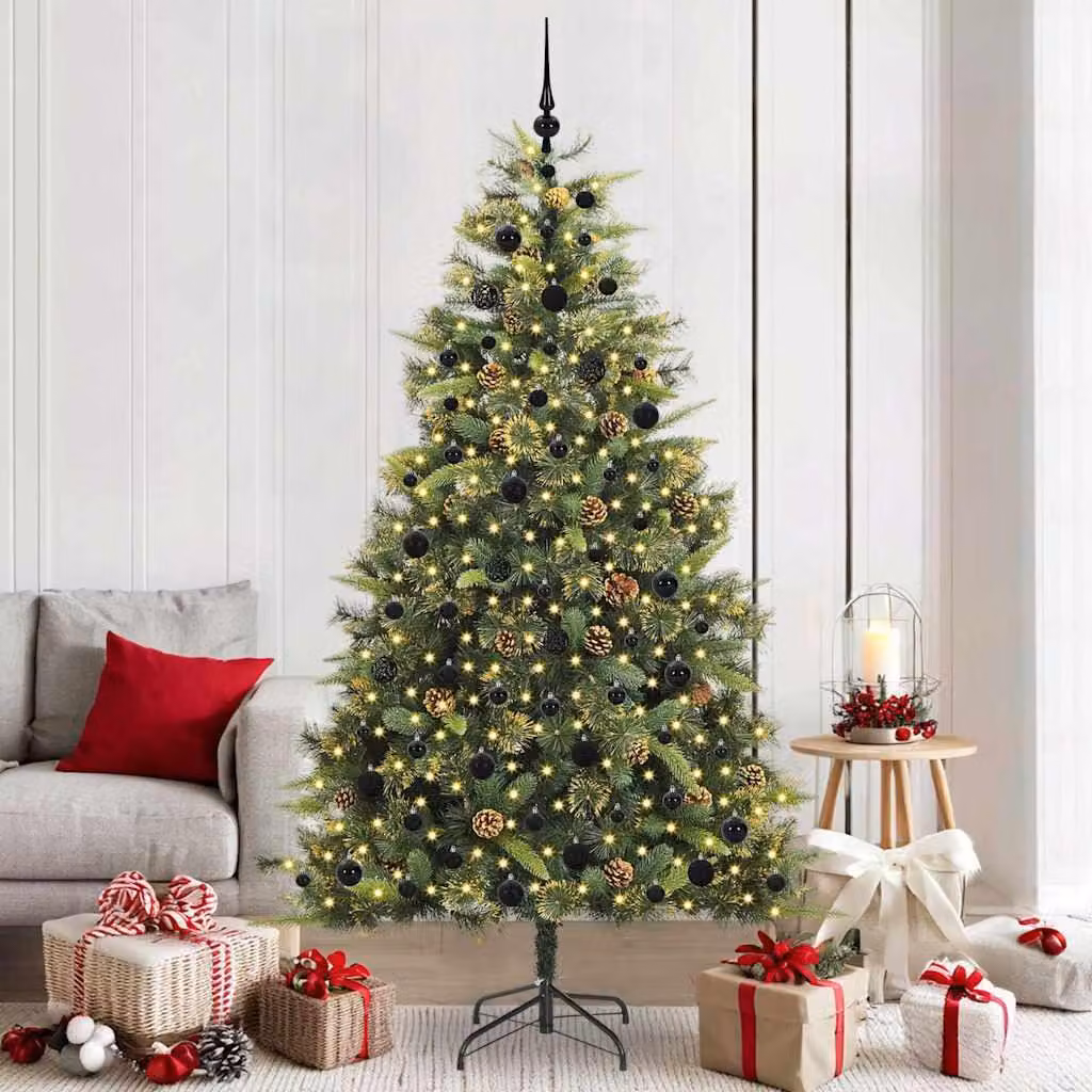 Maison Exclusive - Albero di Natale artificiale pieghevole con pigne, altezza 210 cm