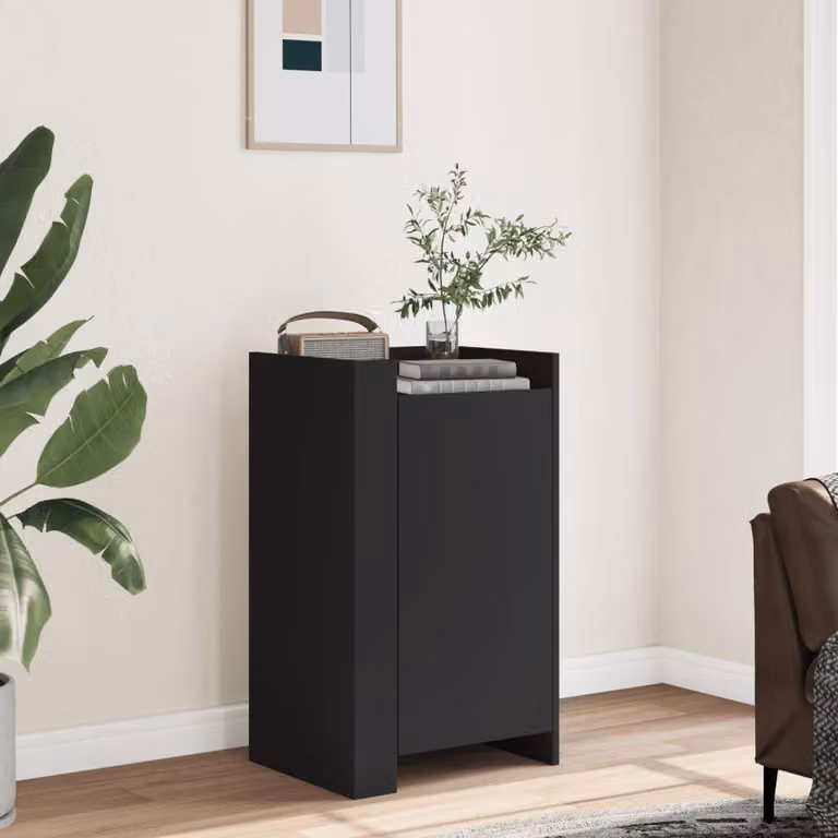 Credenza nera vidaXL in legno multistrato con design minimalista, L 45 cm x P 35 cm x H 75 cm