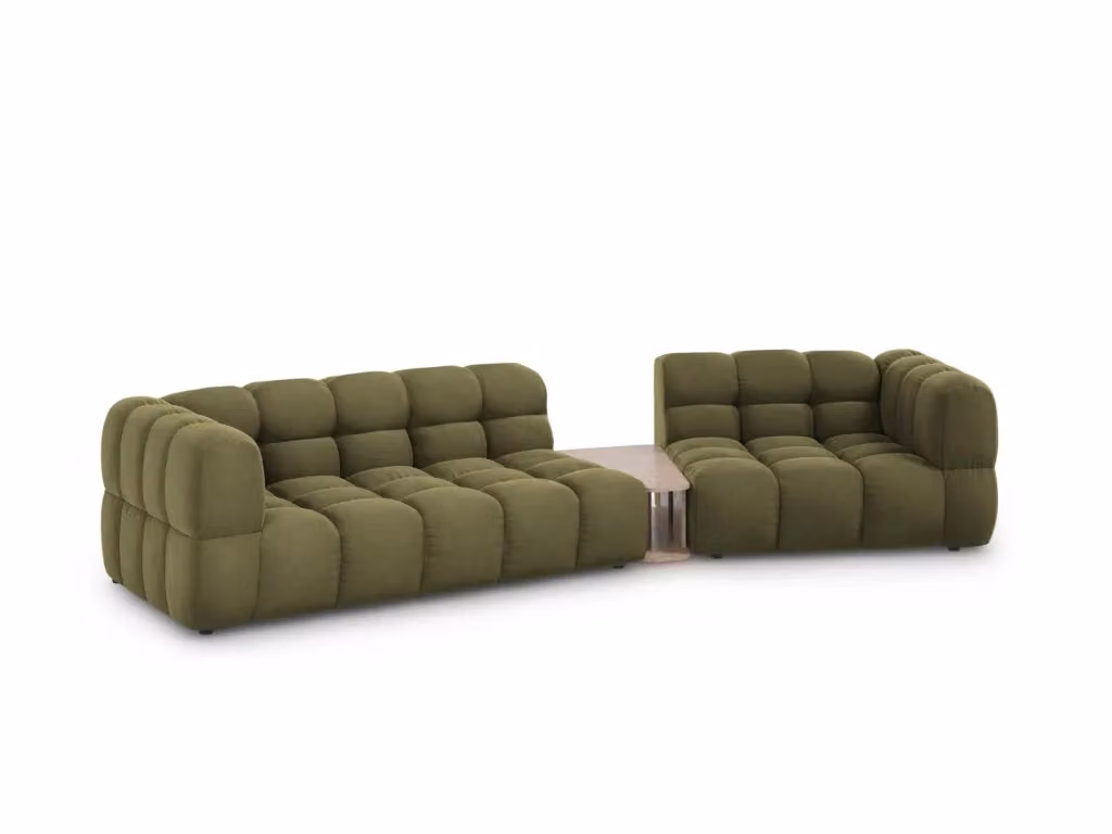 Divano modulare Sky Cosmopolitan Design a 3 posti in velluto verde chiaro con configurazione a L destra – 2
