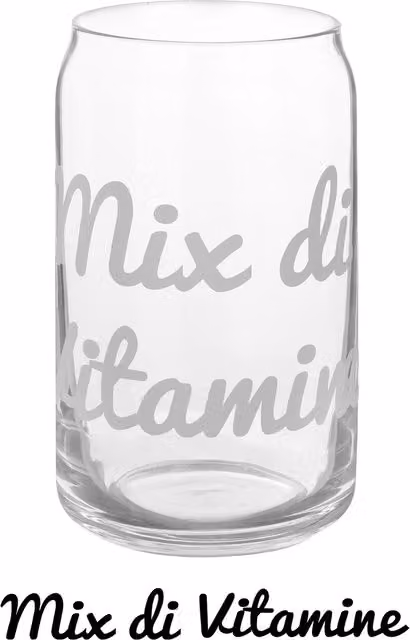 Bicchiere per bibite in vetro trasparente con scritta Mix vitamine KASANOVA, 470 ml