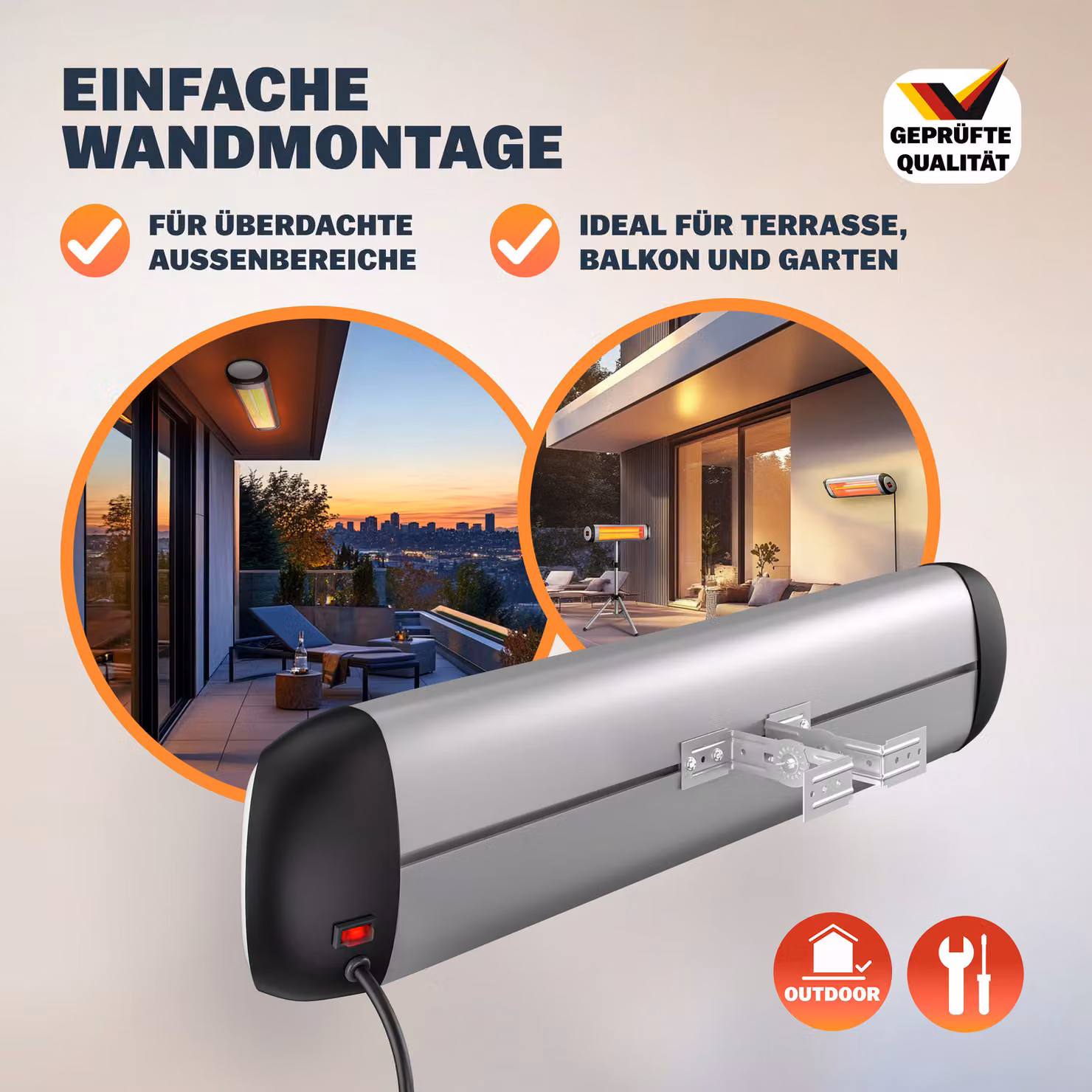 Stufa ad infrarossi Monzana da 2500W in alluminio color argento – 4