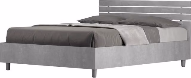 Letto Matrimoniale francese 140x200 cm testata dritta con doghe Ankel - Contenitore,Grigio