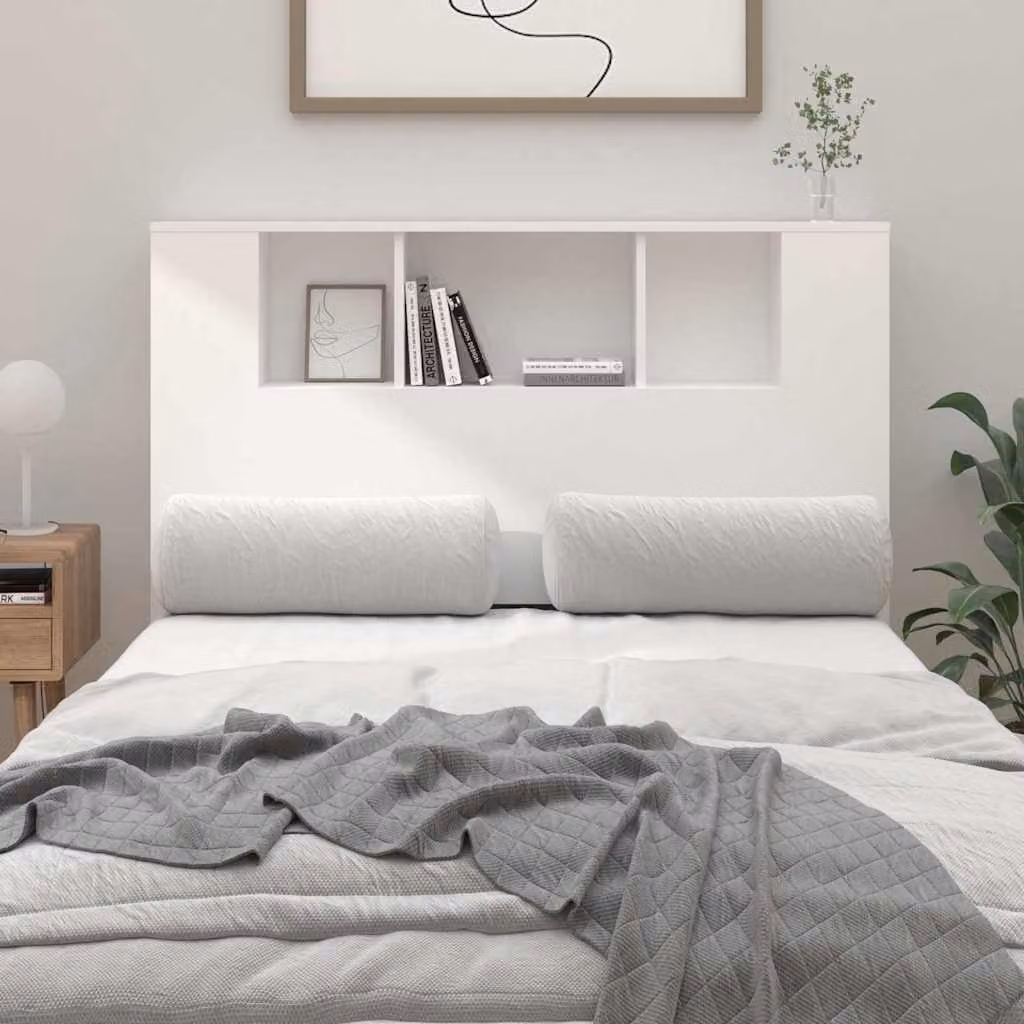 Mobiletto con testiera vidaXL bianco moderno con ripiano integrato L 120 cm, P 18,5 cm, H 102,5 cm