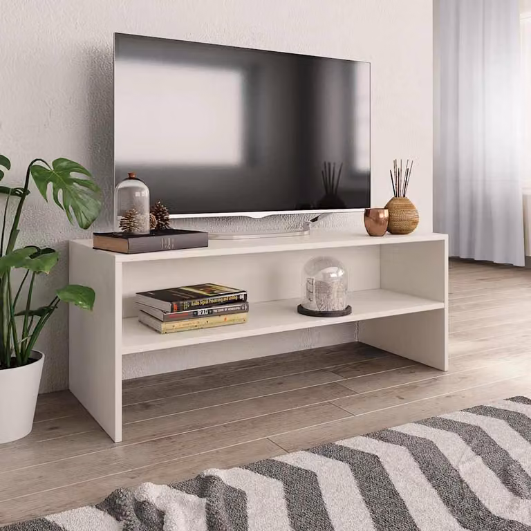 vidaXL Mobile Porta TV Bianco in Legno Multistrato e MDF L/P/H: 100 x 40 x 40 cm