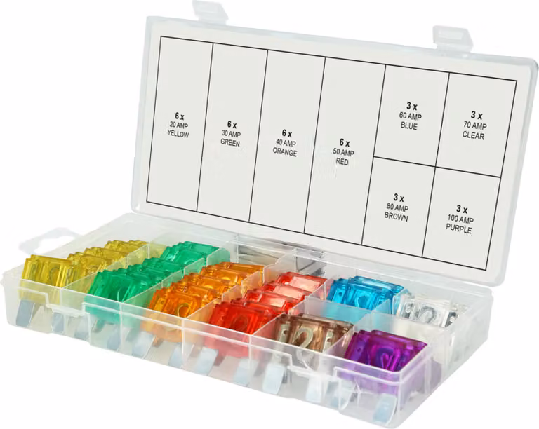 KS TOOLS Werkzeuge-Maschinen GmbH Assortimento di fusibili per auto, 20-100A, 36 pezzi (970.0730)
