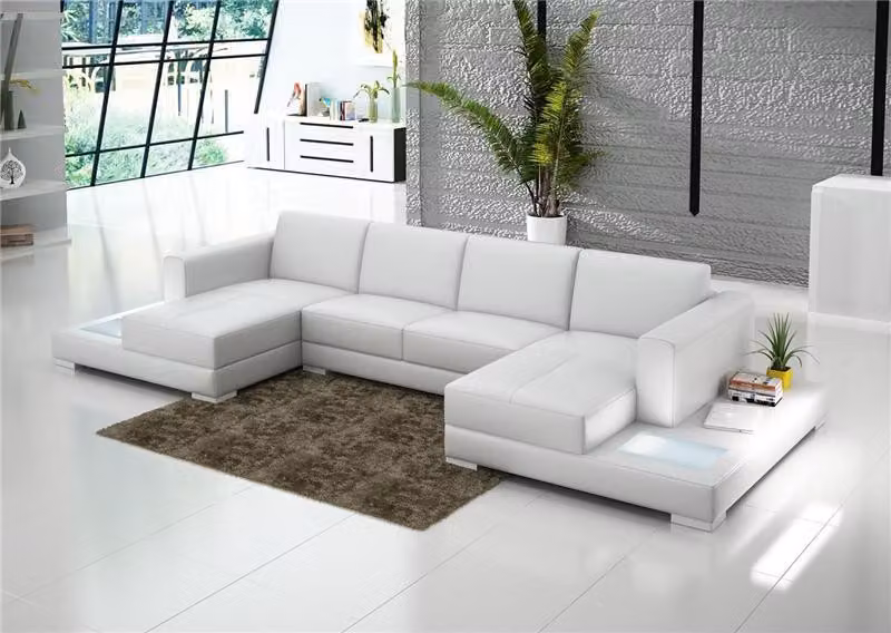 Wohnzimmer Sitzmöbel Couch Garnitur Leder Sofa Polster Eckcouchen U-Form Sofa