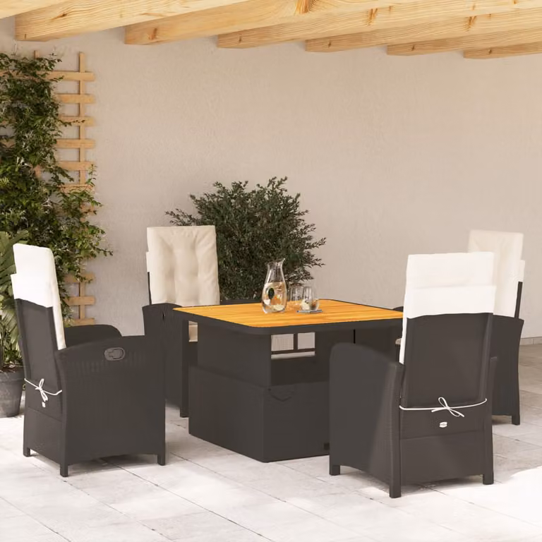 Set da Pranzo da Giardino vidaXL in Legno di Acacia Oliato e Polyrattan 5 pz