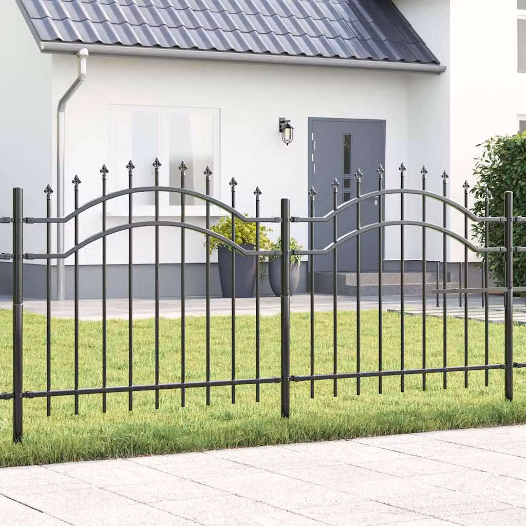 Recinzione per giardino vidaXL WOERDEN in acciaio verniciato a polvere, Grigio, L: 240 cm, H: 140 cm