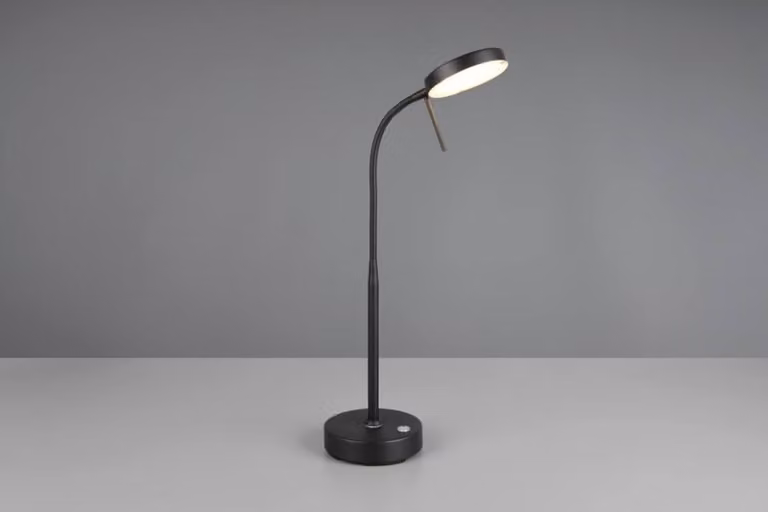 Lampada da tavolo senza fili nero braccio flessibile ricaricabile USB-C colore variabile LED 3W MORENO RL