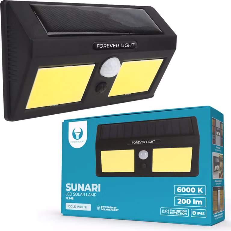 SUNARI FLS-12 Lampada solare LED 70*SMD PIR 6W 500lm 6000K 1500mAh Li-ion Forever Light