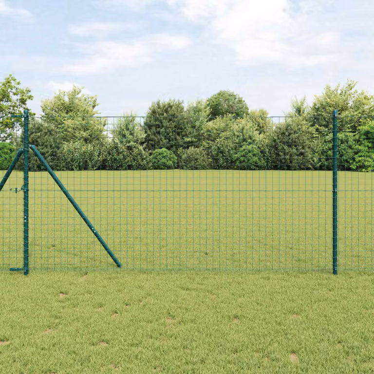 Set di 2 pali per recinzione vidaXL in acciaio verniciato verde, H: 160 cm, L: 3,2 cm, P: 3,2 cm