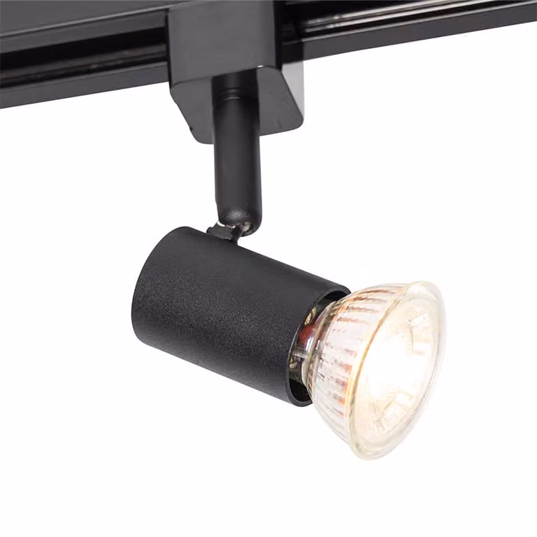 QAZQA - Moderno faretto monofase I Faretto I Faretto da soffitto I Faretto da incasso I Faretto I Lampada I Lampada nera - Jeany I Soggiorno I Camera da letto - Alluminio rotondo - Adatto a LED GU10