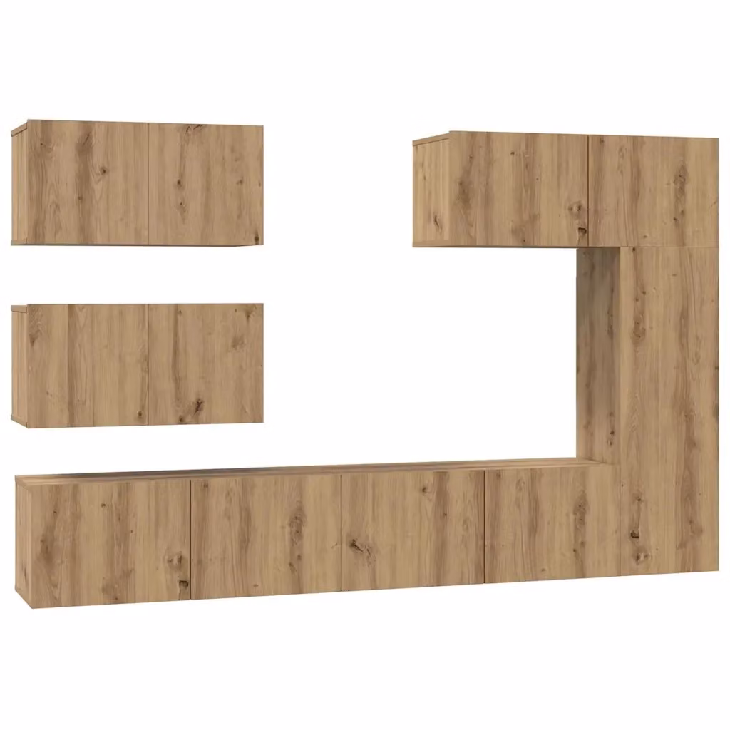 Set mobile TV moderno vidaXL in 6 pezzi color rovere con finitura opaca per soggiorno – 2